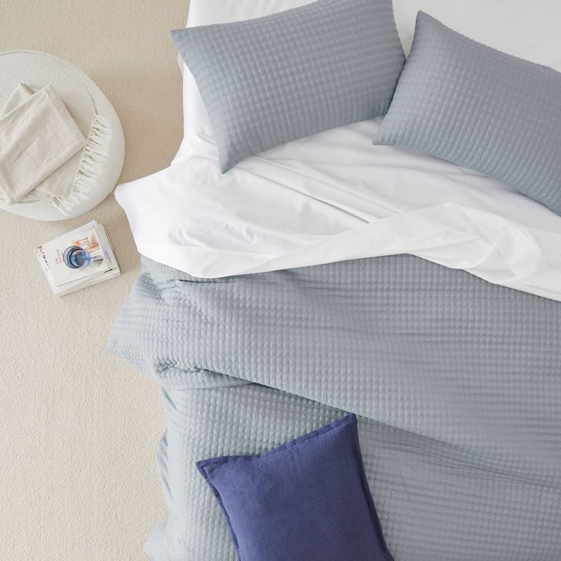 Cross Stitch Charcoal Quilted Quilt Cover Set