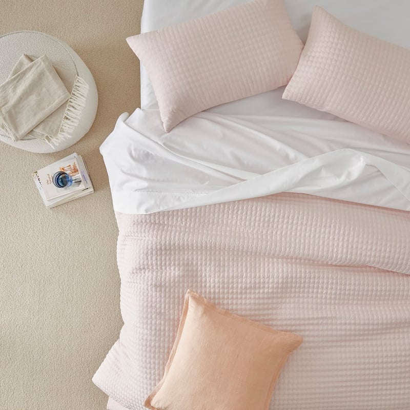 Cross Stitch Pink Quilted Quilt Cover Set