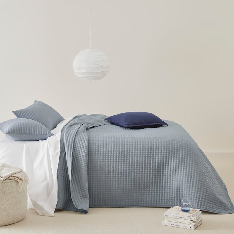 Cross Stitch Charcoal Quilted Coverlet Set