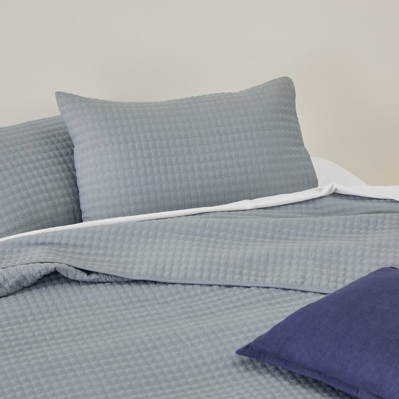 Cross Stitch Charcoal Quilted Coverlet Set