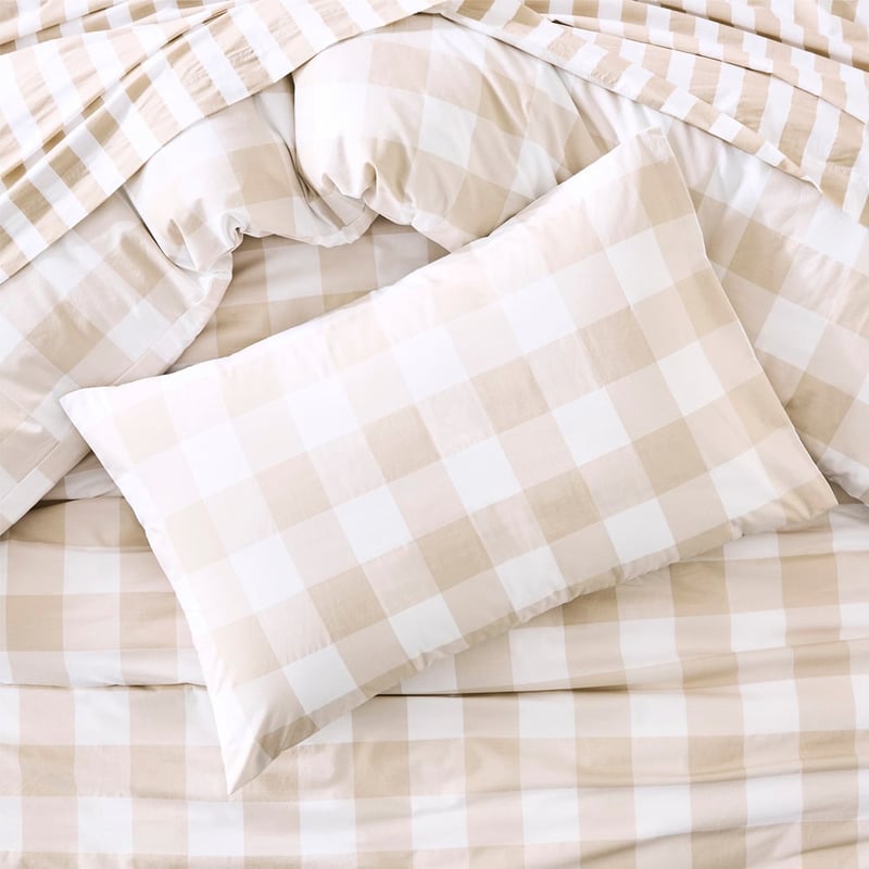 Derby Natural Gingham Quilt Cover Set