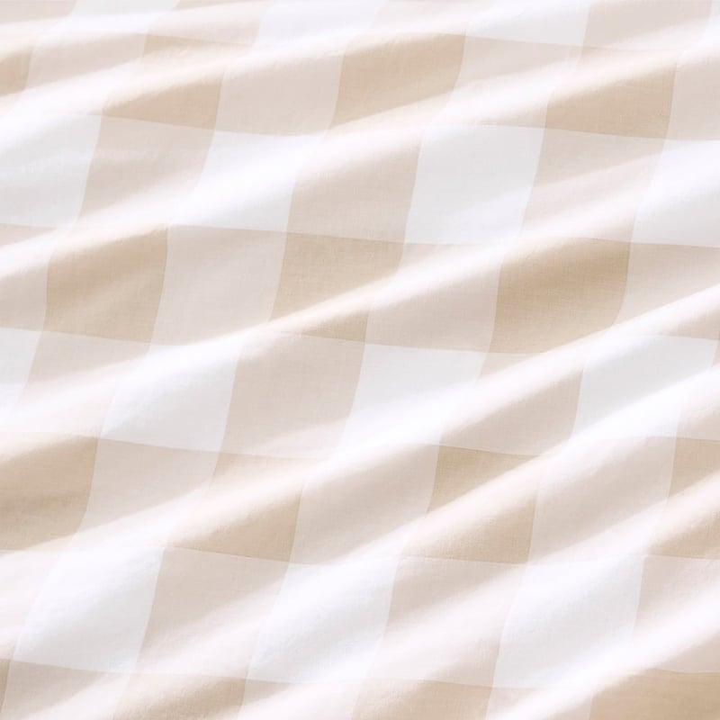 Derby Natural Gingham Quilt Cover Set