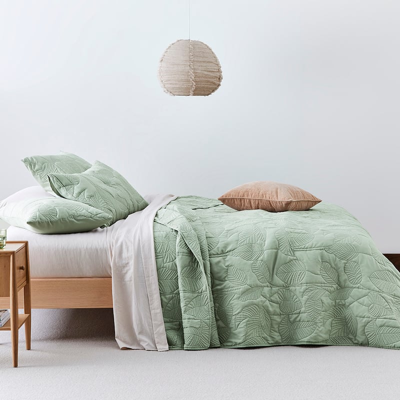 Lily Pad Quilted Green Coverlet Set +  Separates