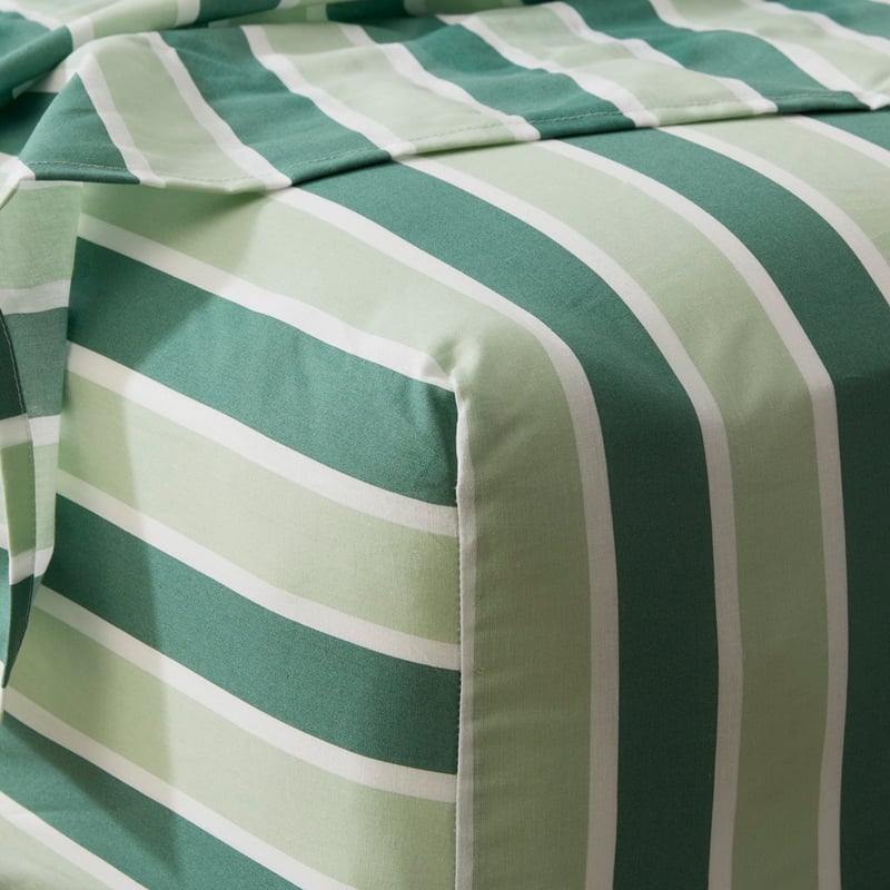 Green Stripe Printed Percale Sheet Set