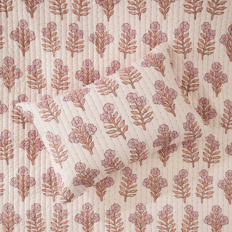 Zoya Quilted Pink Quilt Cover Set