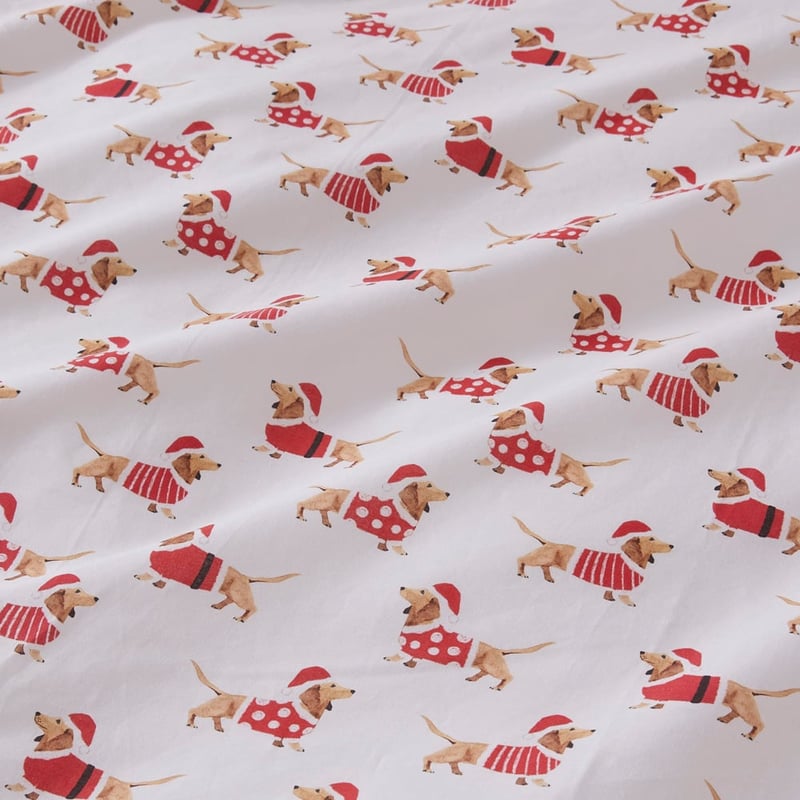Christmas Dachshund White Quilt Cover Set
