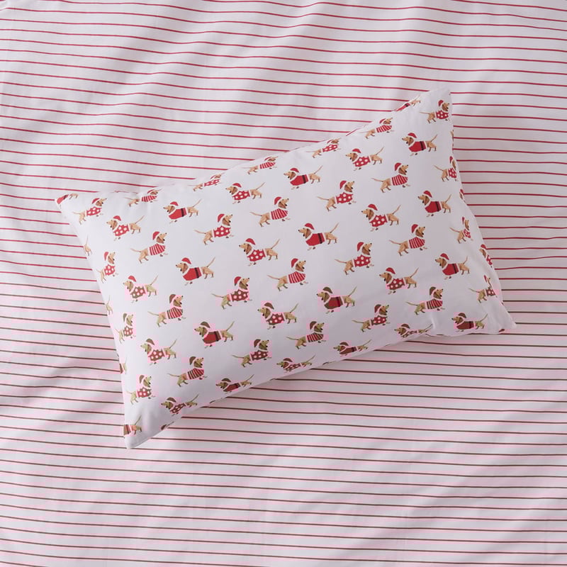 Christmas Dachshund White Quilt Cover Set