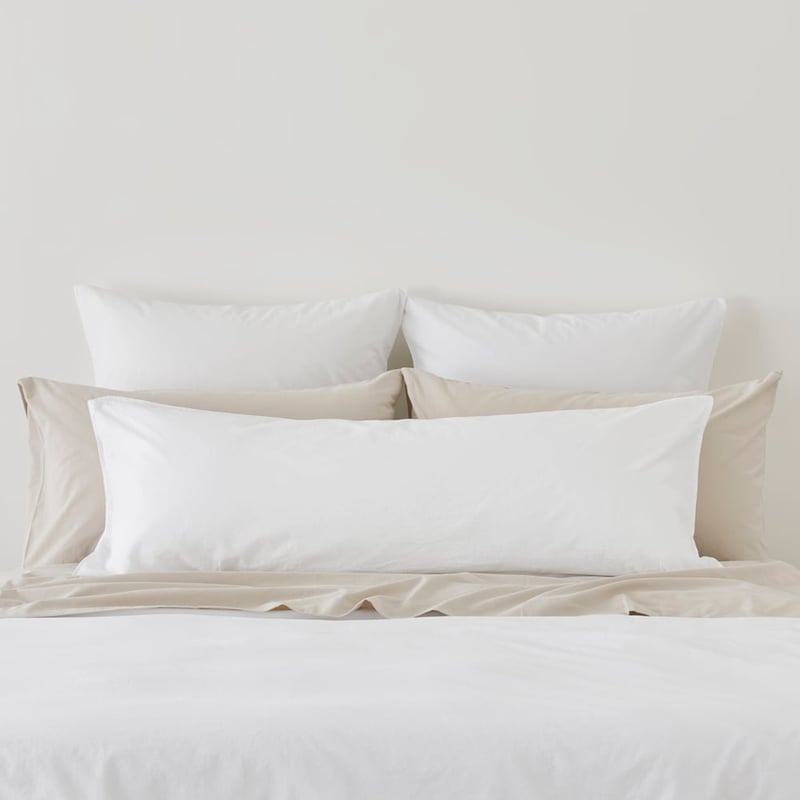 Stonewashed Cotton White Bolster Pillowcase