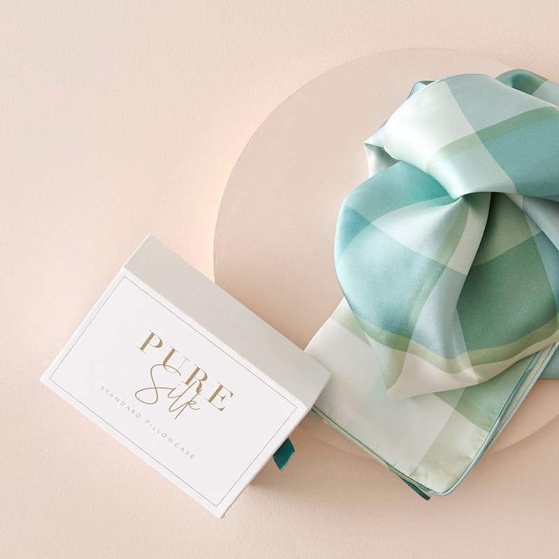 Pure Silk Forest Check Printed Pillowcase