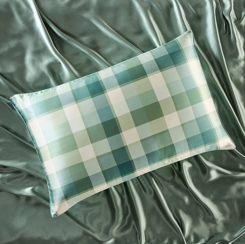 Pure Silk Forest Check Printed Pillowcase