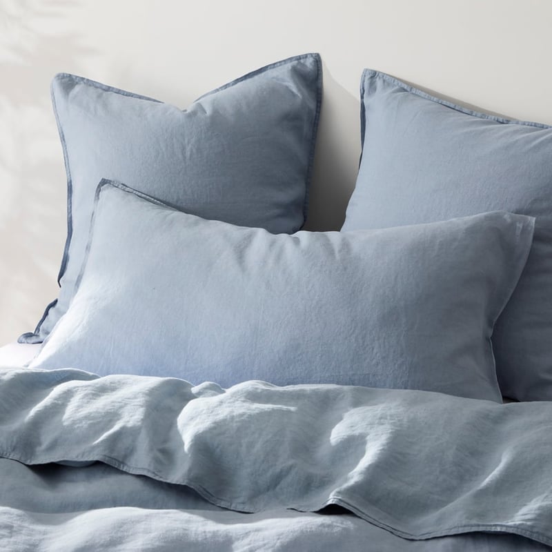 Vintage Washed Linen Dusk Blue Quilt Cover + Separates