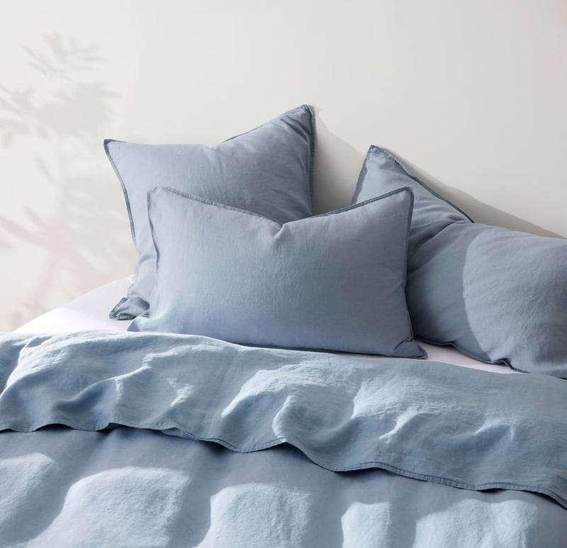 Vintage Washed Linen Dusk Blue Quilt Cover + Separates
