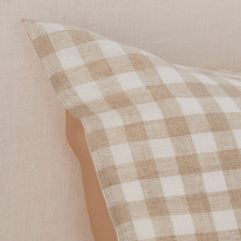 Vintage Washed Linen Silk Linen Check Pillowcase Pair