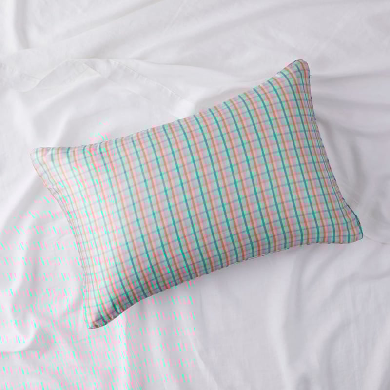 Bright Check Pure Silk Printed Pillowcase