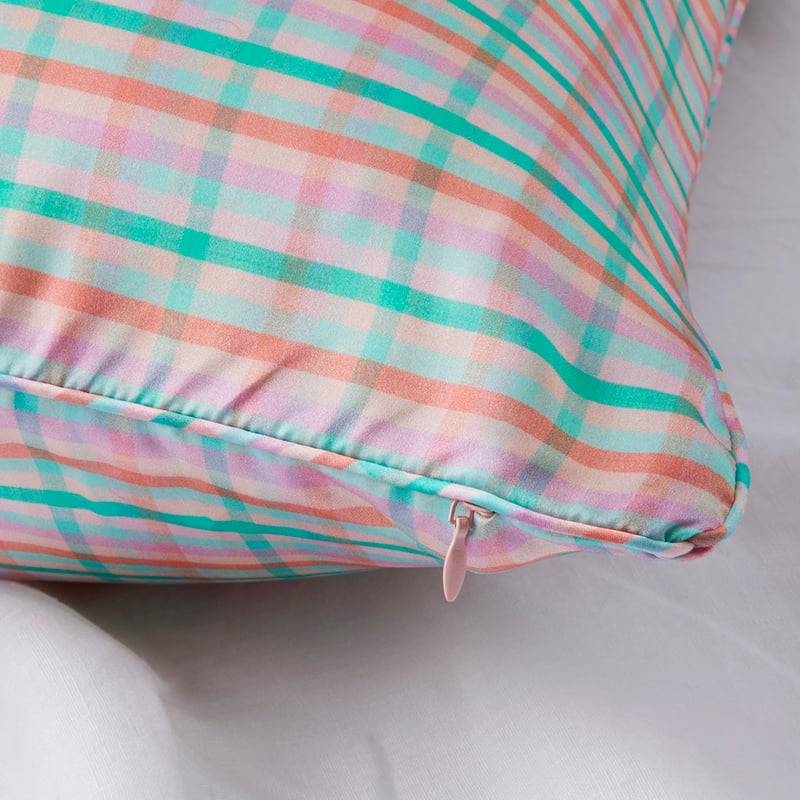 Bright Check Pure Silk Printed Pillowcase