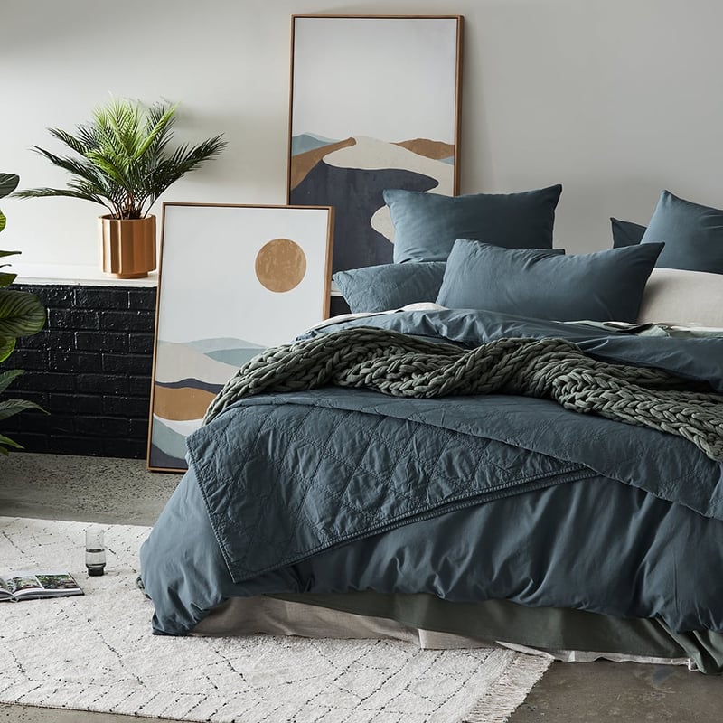 Stonewashed Cotton Dark Slate Quilt Cover Separates