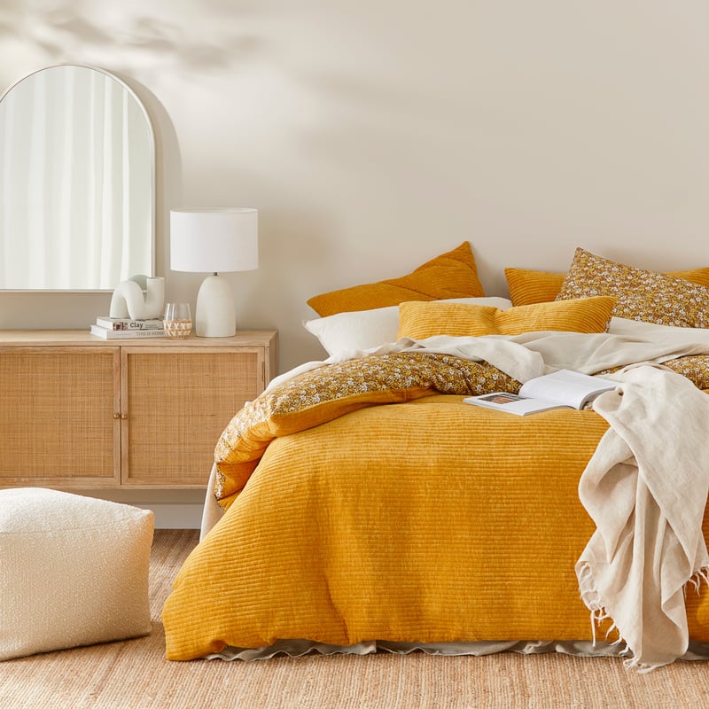 Libertine Gold Velvet Quilted Quilt Cover Separates