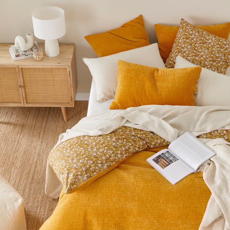 Libertine Gold Velvet Quilted Quilt Cover Separates