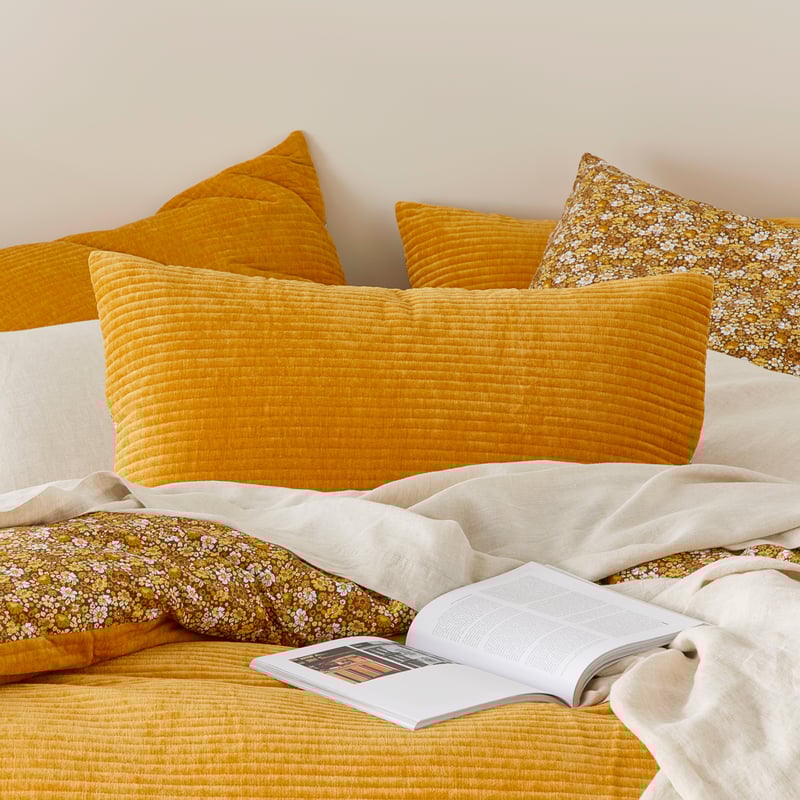 Libertine Gold Velvet Quilted Quilt Cover Separates