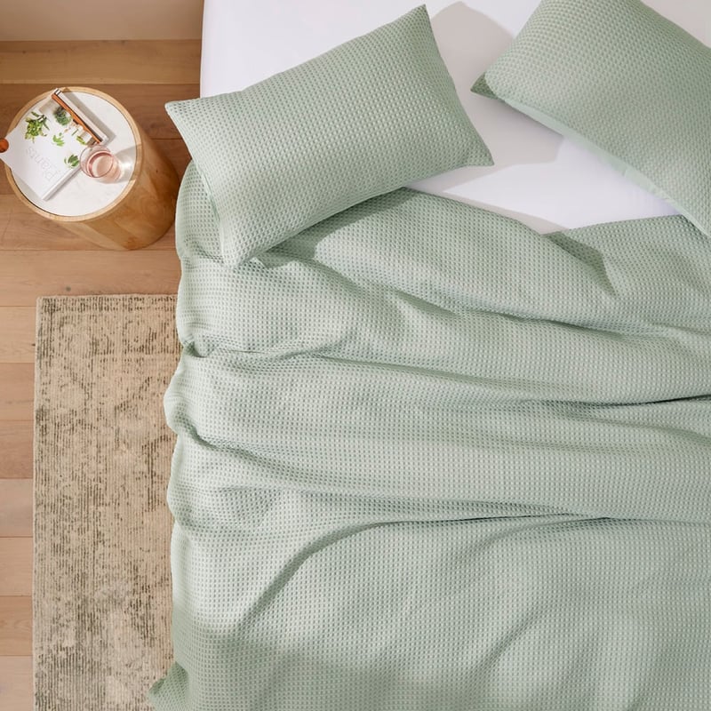 Windsor Waffle Eucalyptus Quilt Cover Set