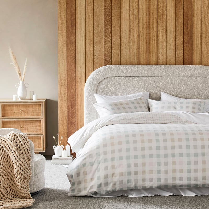 Flannelette Printed Natural Check Quilt Cover Set