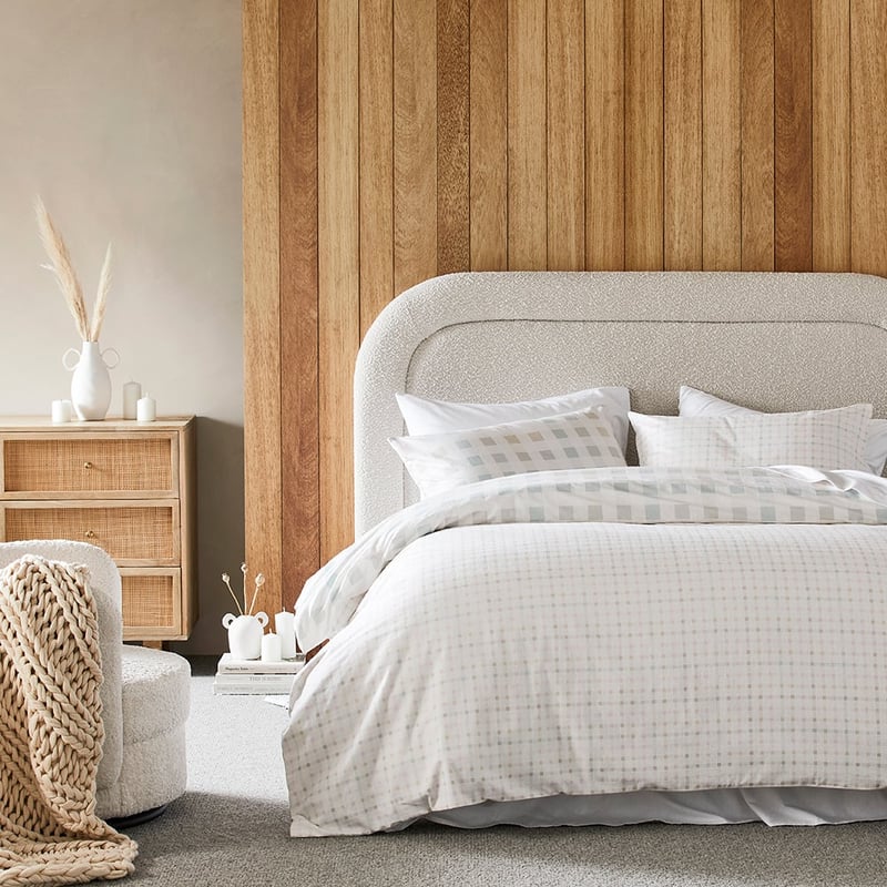 Flannelette Printed Natural Check Quilt Cover Set