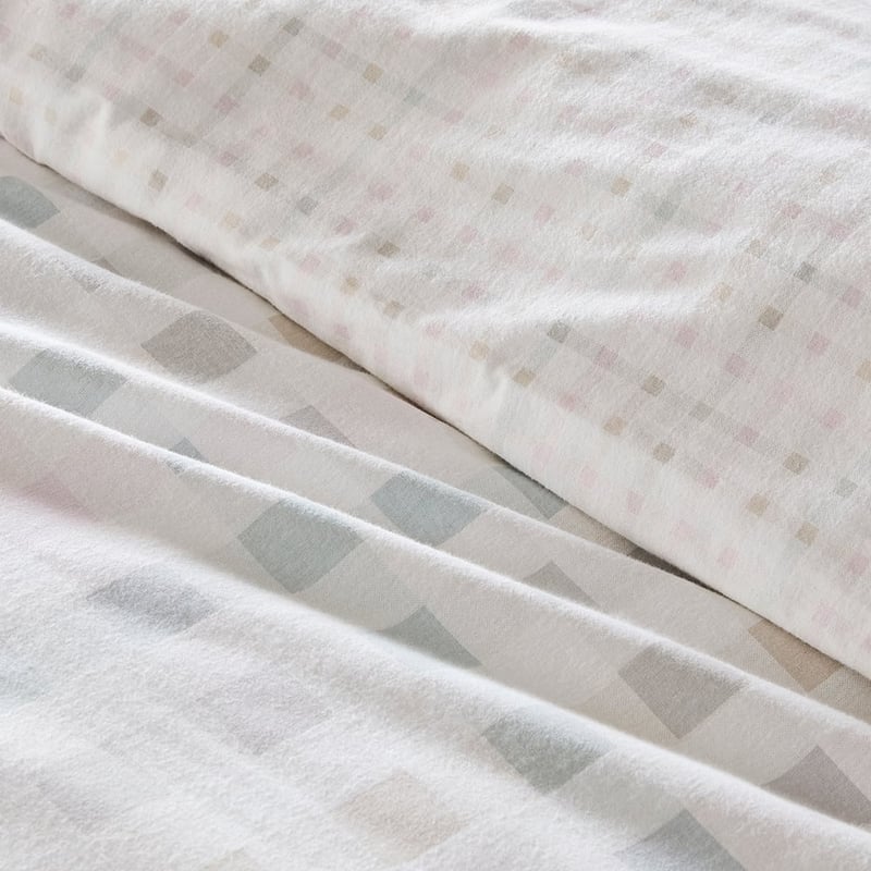 Flannelette Printed Natural Check Quilt Cover Set