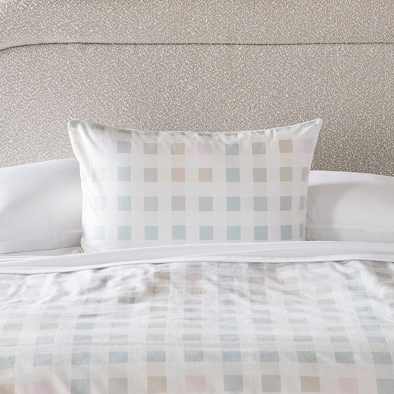 Flannelette Printed Natural Check Quilt Cover Set