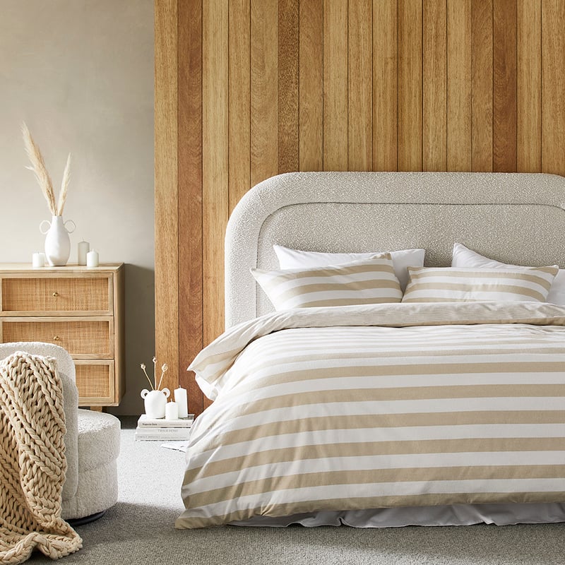 Flannelette Printed Sand Stripe Quilt Cover Set
