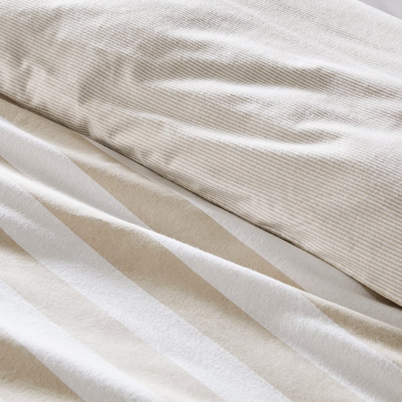 Flannelette Printed Sand Stripe Quilt Cover Set
