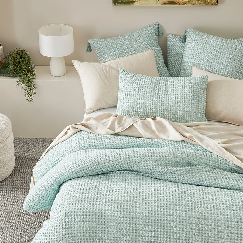 Ren Waffle Soft Sage Quilt Cover Separates 