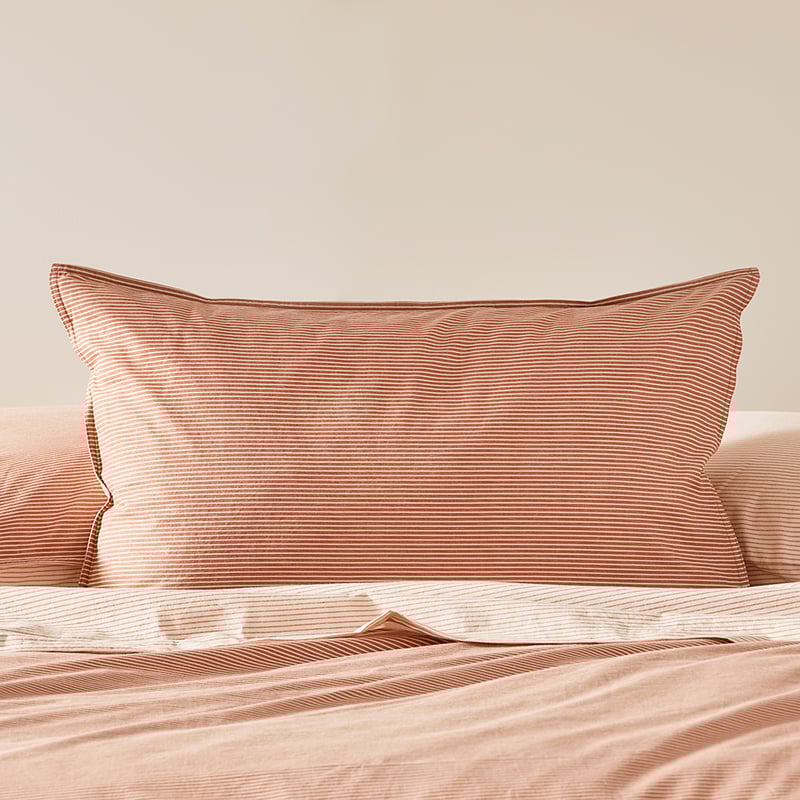 Stonewashed Cotton Printed Earth Stripe Pillowcases