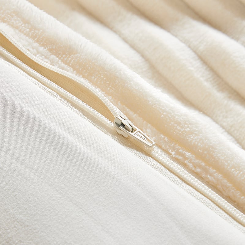 Cream Fur Ribbed Quilt Cover Set