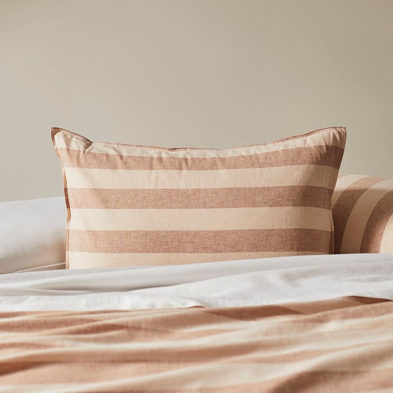 Vintage Washed Linen Cotton Latte Stripe Quilt Cover Set + Separates