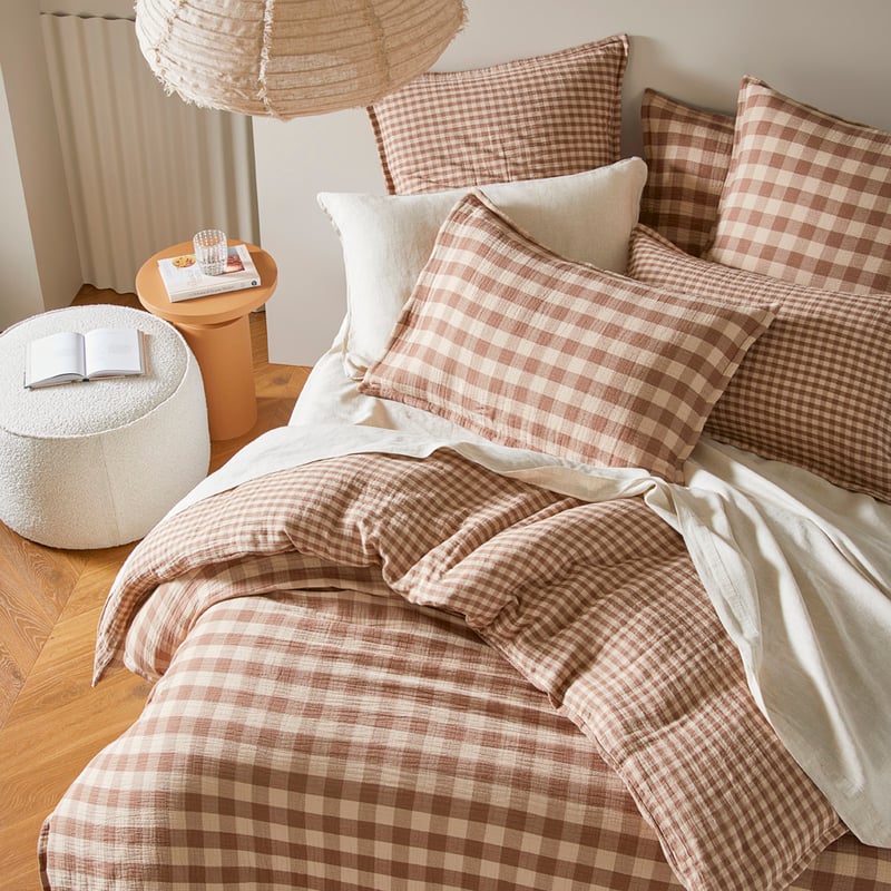 New York Cappuccino Check Quilt Cover Separates