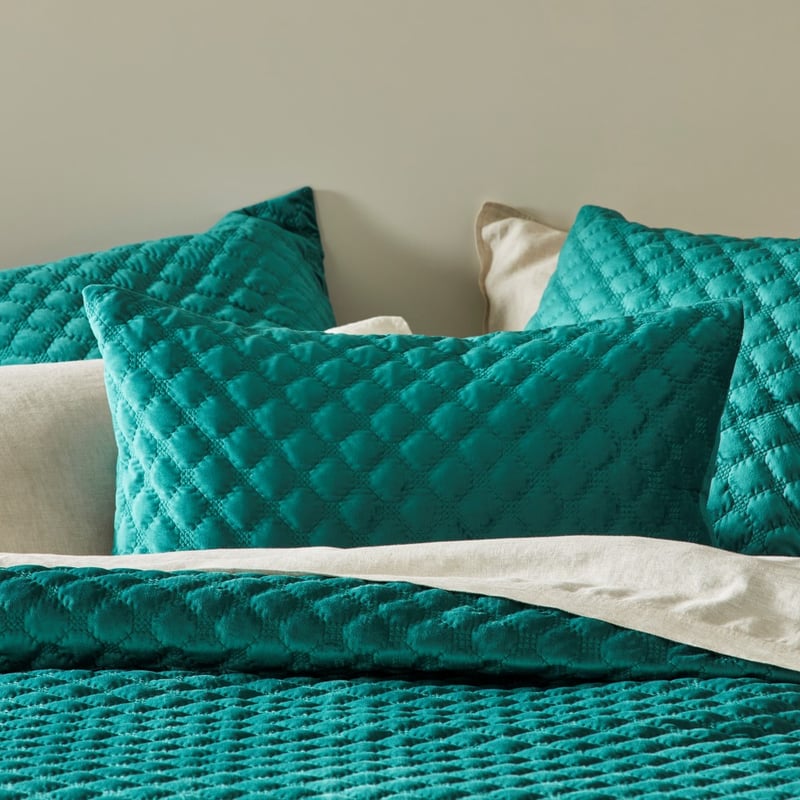 Verona Velvet Quilted Peacock Pillowcase