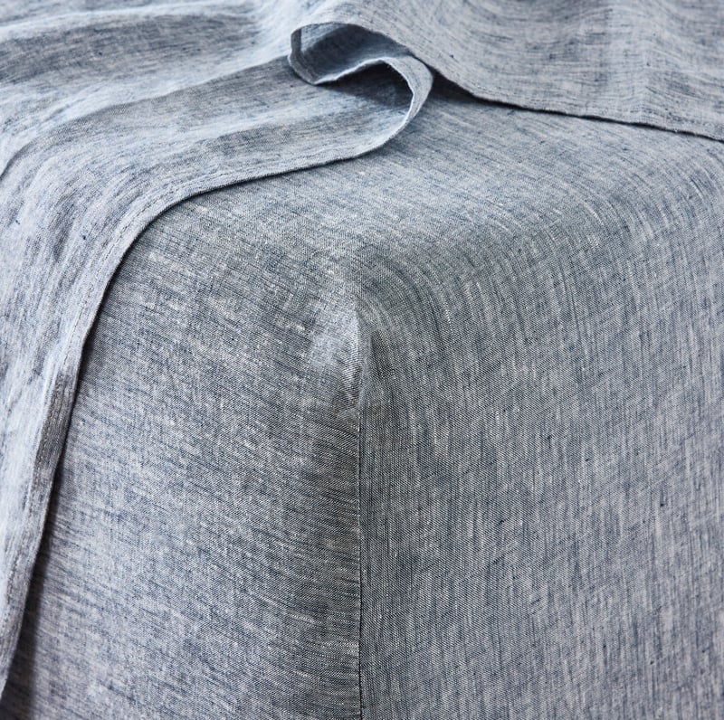 Vintage Washed Linen Navy Marle Sheet Separates