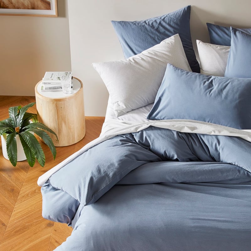 Stonewashed Cotton Storm Blue Quilt Cover Separates