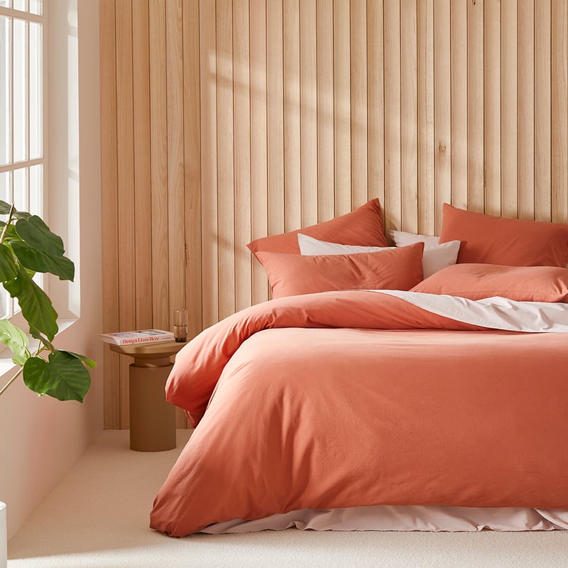 Stonewashed Cotton Paprika Quilt Cover Separates