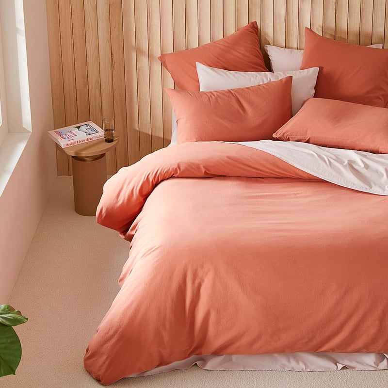 Stonewashed Cotton Paprika Quilt Cover Separates