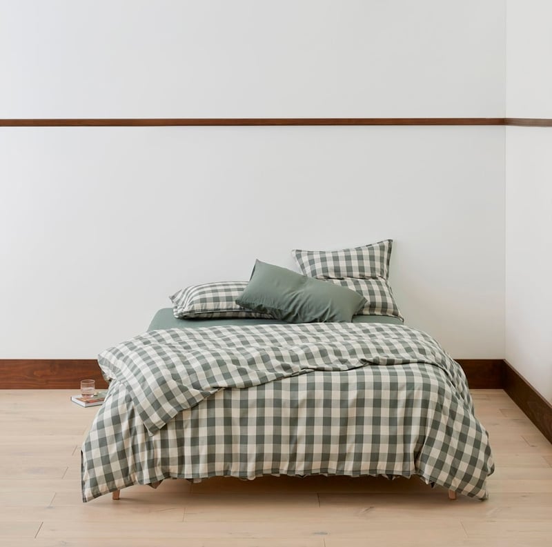 Bamboo Linen Cypress Check Pillowcases