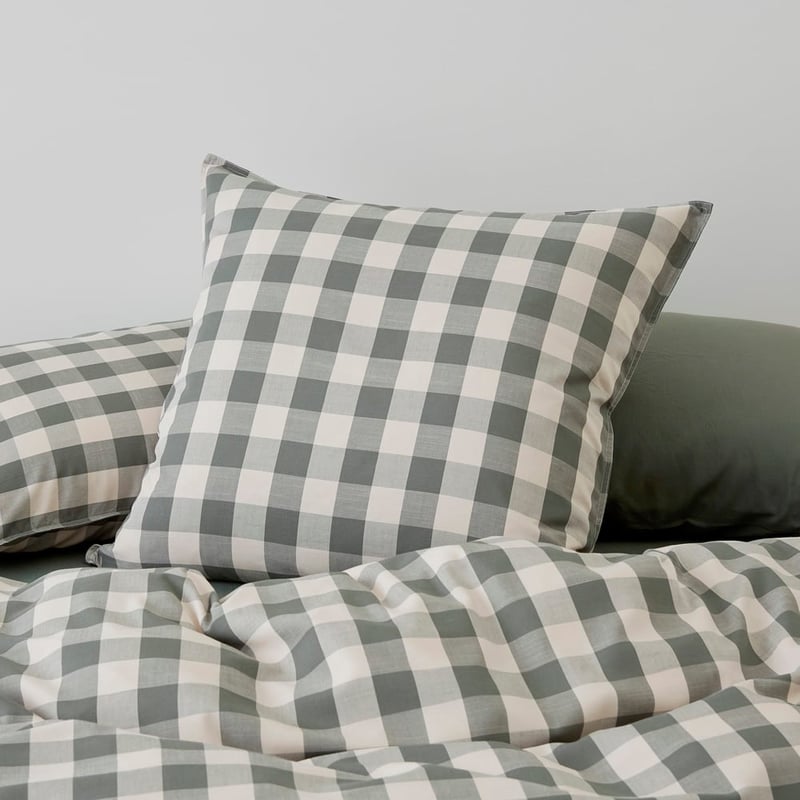 Bamboo Linen Cypress Check Pillowcases