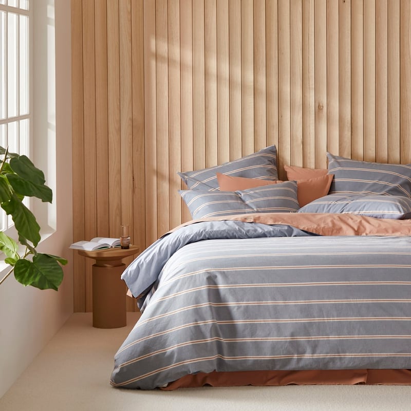 Stonewashed Cotton Printed Storm Blue Quilt Cover Separates