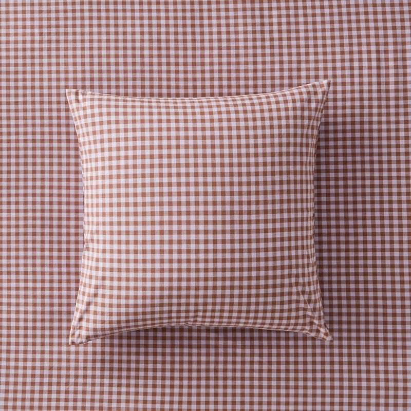 Stonewashed Cotton Printed Lilac Gingham Pillowcases