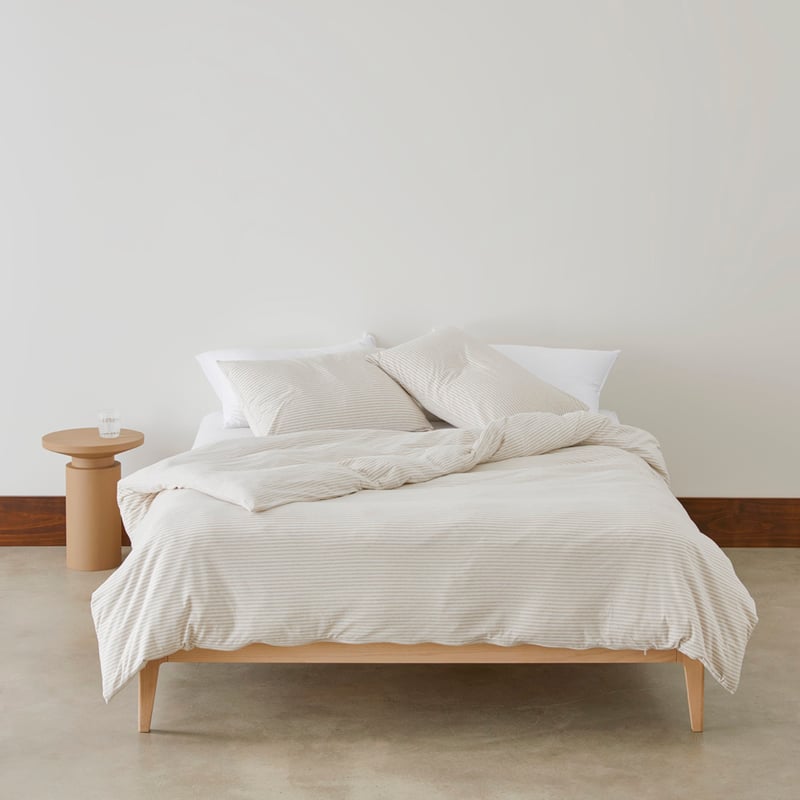 Ultra Soft Jersey Natural Stripe Quilt Cover Set
