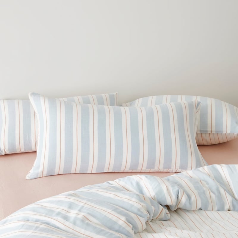 Cove Sky Blue Stripe Pillowcases