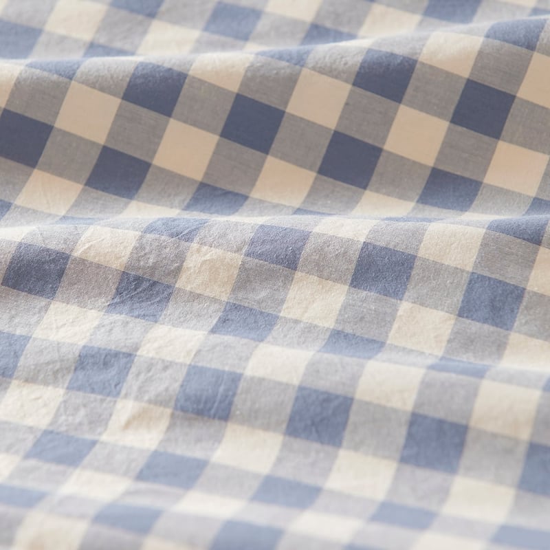 Stonewashed Cotton Printed Storm Blue Gingham Quilt Cover Separates