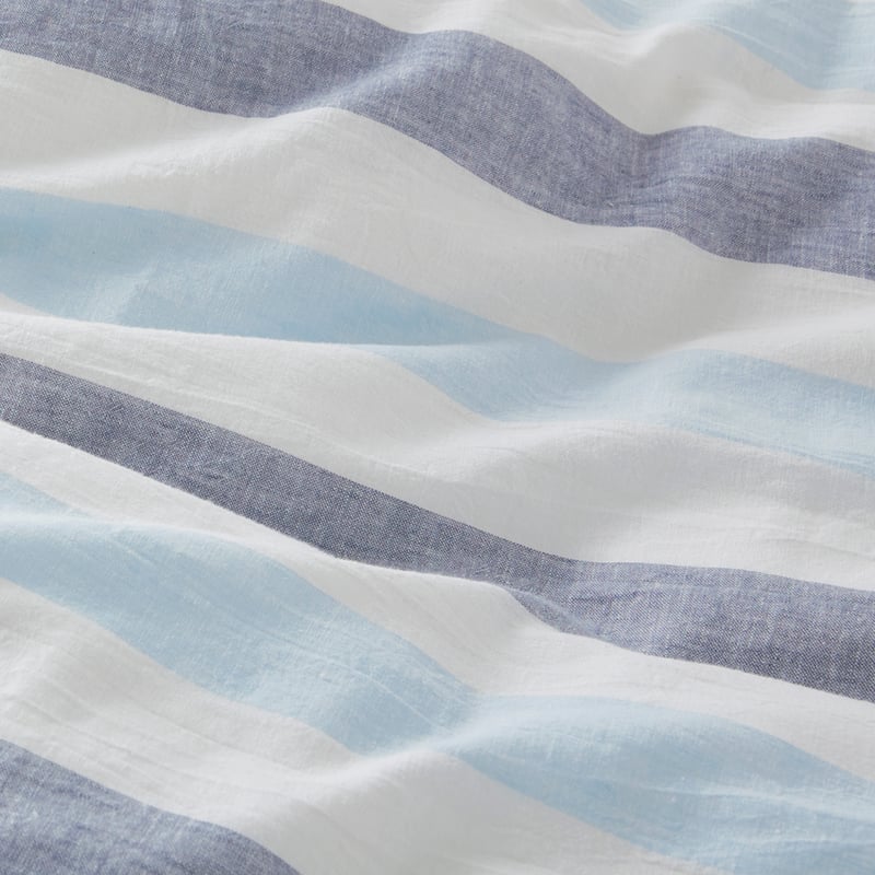 Vintage Washed Linen Cotton Atlantic Stripe Blue Pillowcases