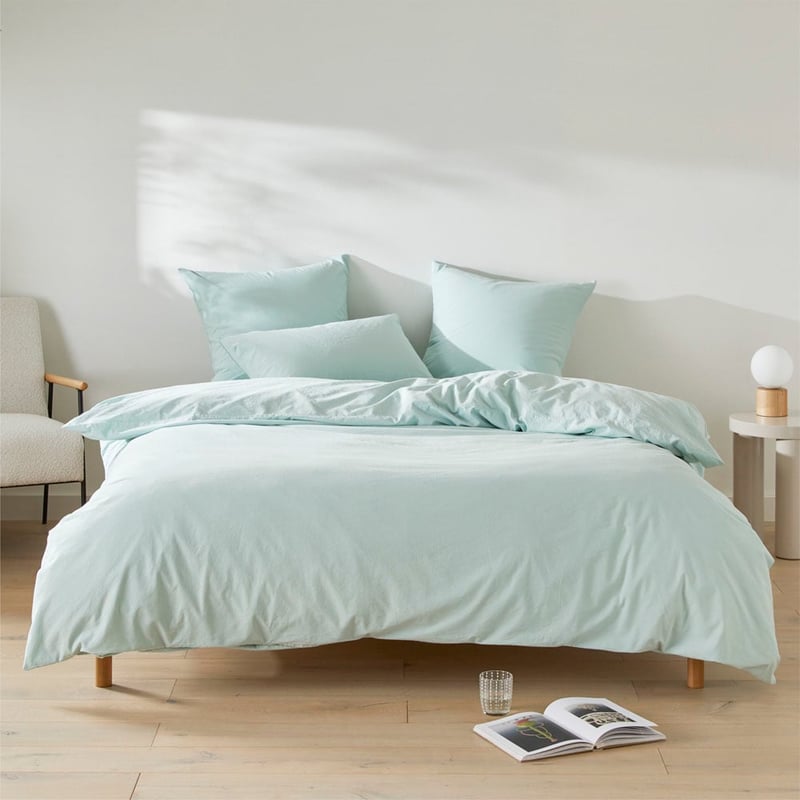 Stonewashed Cotton Mint Quilt Cover Separates