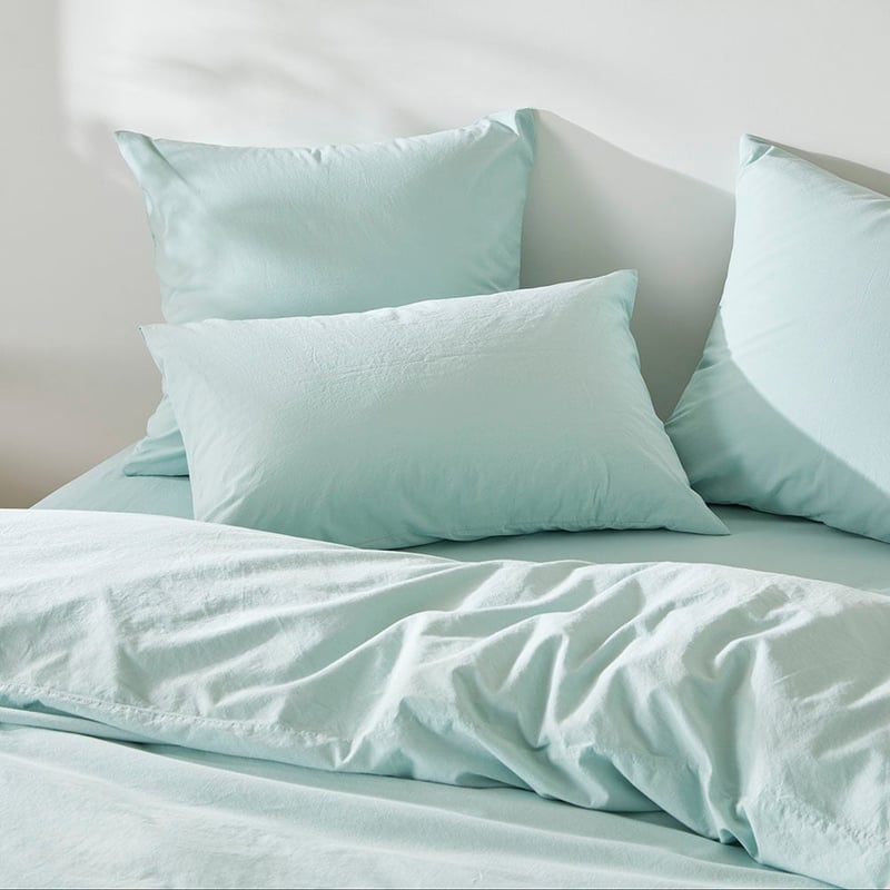 Stonewashed Cotton Mint Quilt Cover Separates
